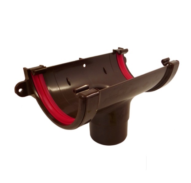 Brown Round Guttering - Running Outlet