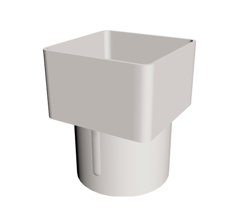 White Round Downpipe - Square To Round Pipe Adaptor