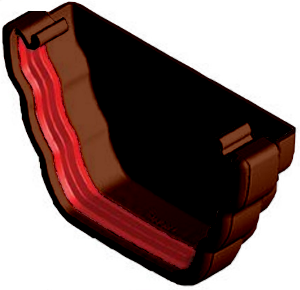 Brown Ogee Guttering - External Stopend