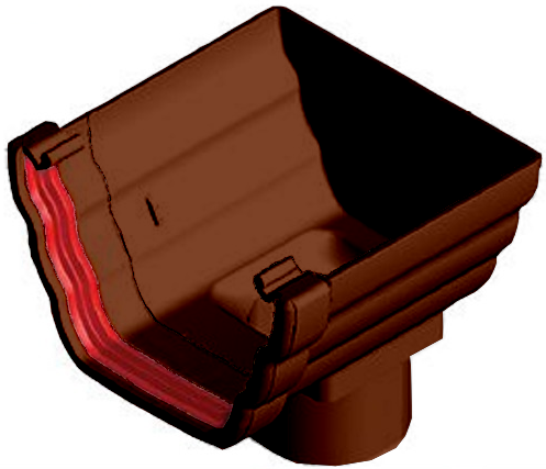 Brown Ogee Guttering - Stopend Outlet
